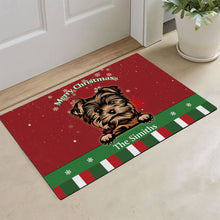 Load image into Gallery viewer, KafePross Personalized Christmas Decoration Doormat with Cute Dog Yorkie
