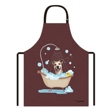 Load image into Gallery viewer, Cute Dog Apron Staffordshire Terrier Taking Shower in a Bathtub
