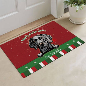 KafePross Personalized Christmas Decoration Doormat with Cute Dog Weimaraner