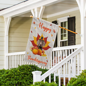 KafePross - Happy Thanksgiving Day Funny Weimaraner Dog Pumpkin Maple Leaf Fall Give Thanks Dog Garden House Flag