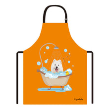 Load image into Gallery viewer, Cute Dog Apron Samoyed Taking Shower in a Bathtub
