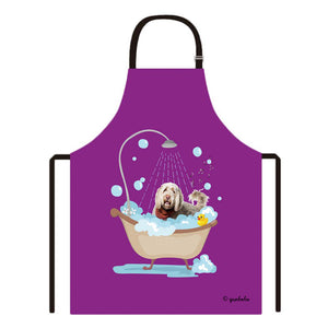 Cute Dog Apron Portuguese Water Dog Taking Shower in a Bathtub