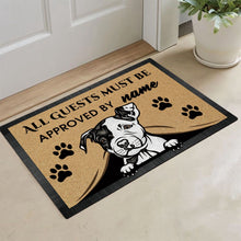 Load image into Gallery viewer, KafePross-Pit Bull Peeking Dog Doormat-All Guests Must be Approved
