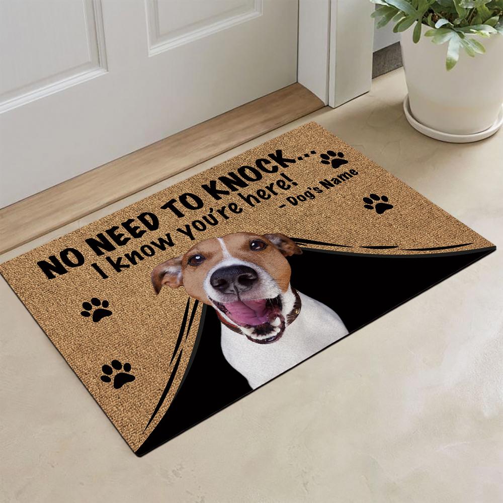 BEEGAOU Jack Russell Terrier Doormat Not Need to Knock, We Know You're Here