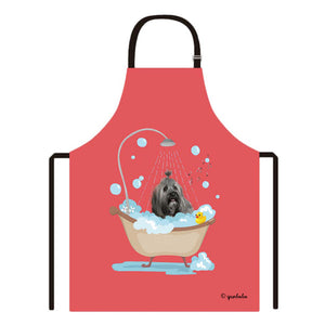 Cute Dog Apron Havanese Taking Shower in a Bathtub