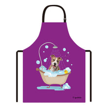 Load image into Gallery viewer, Cute Dog Apron Staffie Taking Shower in a Bathtub
