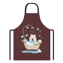 Load image into Gallery viewer, Cute Dog Apron Samoyed Taking Shower in a Bathtub
