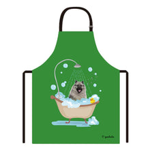 Load image into Gallery viewer, Cute Dog Apron Keeshond Taking Shower in a Bathtub
