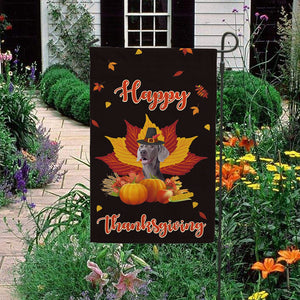 KafePross - Happy Thanksgiving Day Funny Weimaraner Dog Pumpkin Maple Leaf Fall Give Thanks Dog Garden House Flag