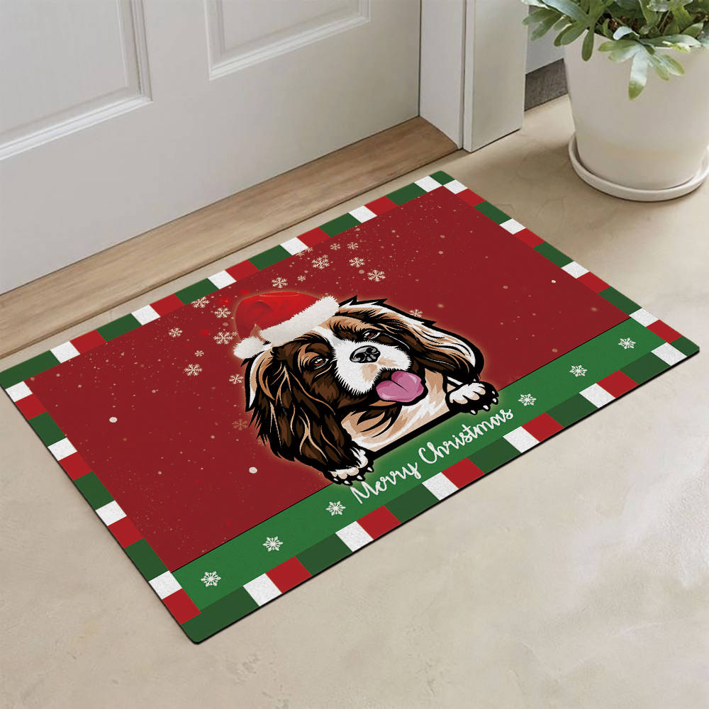KafePross Christmas Decoration Doormat with Cute Dog Cavalier King Charles Spaniel
