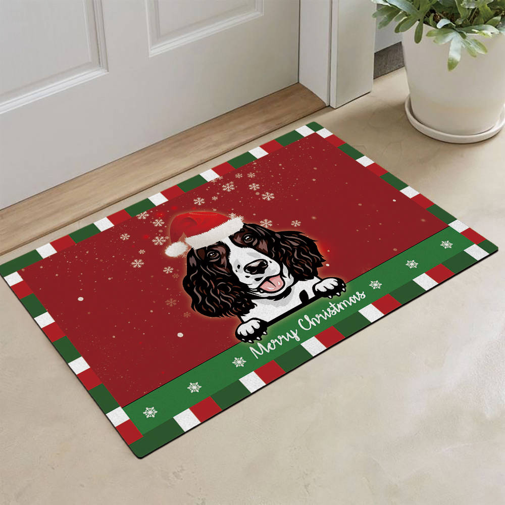 KafePross Christmas Decoration Doormat with Cute Dog English Springer Spaniel