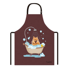 Load image into Gallery viewer, Cute Dog Apron Keeshond Taking Shower in a Bathtub
