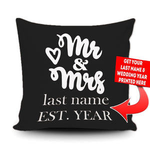 PERSONALIZED MR AND MRS - THROW PILLOW COVER - 18" X 18"