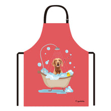 Load image into Gallery viewer, Cute Dog Apron Vizsla Taking Shower in a Bathtub
