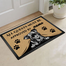 Load image into Gallery viewer, KafePross-Pit Bull Peeking Dog Doormat-All Guests Must be Approved
