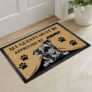 KafePross-Pit Bull Peeking Dog Doormat-All Guests Must be Approved