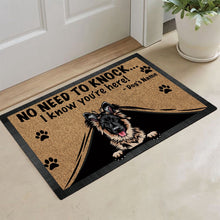 Load image into Gallery viewer, Personalized Doormat Peeking Dog German Shepherd No Need to Knock I Know You&#39;re Here
