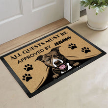 Load image into Gallery viewer, KafePross-Pit Bull Peeking Dog Doormat-All Guests Must be Approved
