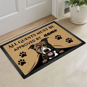 KafePross-Pit Bull Peeking Dog Doormat-All Guests Must be Approved