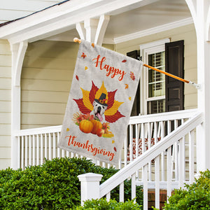 KafePross - Happy Thanksgiving Day Bulldog Pumpkin Maple Leaf Fall Give Thanks Dog Garden House Flag