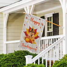 Load image into Gallery viewer, KafePross - Happy Thanksgiving Day Keeshond Pumpkin Maple Leaf Fall Give Thanks Dog Garden House Flag
