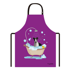 Cute Dog Apron Golden Retriever Taking Shower in a Bathtub