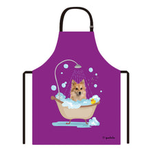 Load image into Gallery viewer, Cute Dog Apron Pomeranian Taking Shower in a Bathtub
