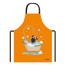 Load image into Gallery viewer, Cute Dog Apron Pug Taking Shower in a Bathtub
