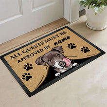 Load image into Gallery viewer, KafePross-Pit Bull Peeking Dog Doormat-All Guests Must be Approved
