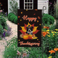 Load image into Gallery viewer, KafePross - Happy Thanksgiving Day Border Collie Pumpkin Maple Leaf Fall Give Thanks Dog Garden House Flag
