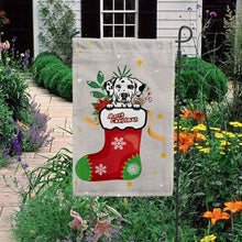 Load image into Gallery viewer, KafePross-Merry Christmas Cute Dog Dalmatian in Christmas Sock Garden House Flag
