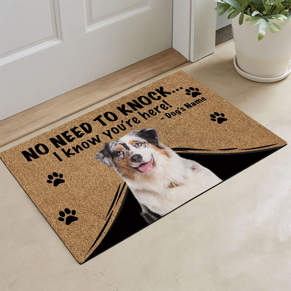 KafePross - Australian Shepherd Dog Doormat - Not Need to Knock, I Know You're Here