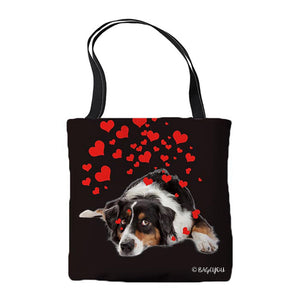 KafePross Cute Dog Heart AussieShep Tote Bag, Large Size