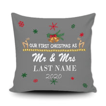 Load image into Gallery viewer, Personalized Merry Christmas Decoration Pillow Cover- Our First Christmas as Mr. &amp; Mrs.
