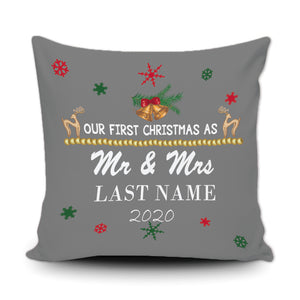 Personalized Merry Christmas Decoration Pillow Cover- Our First Christmas as Mr. & Mrs.