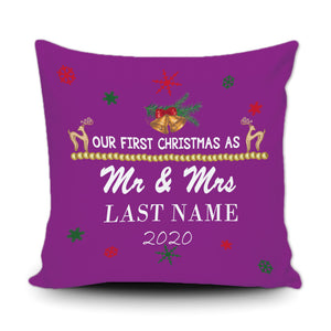 Personalized Merry Christmas Decoration Pillow Cover- Our First Christmas as Mr. & Mrs.