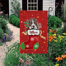 Load image into Gallery viewer, KafePross-Merry Christmas Cute Dog Pit Bull in Christmas Sock Garden House Flag
