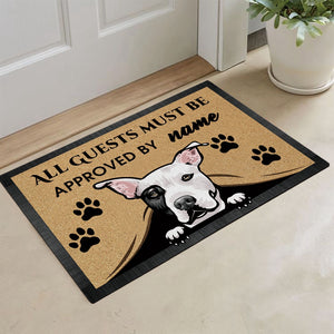 KafePross-Pit Bull Peeking Dog Doormat-All Guests Must be Approved