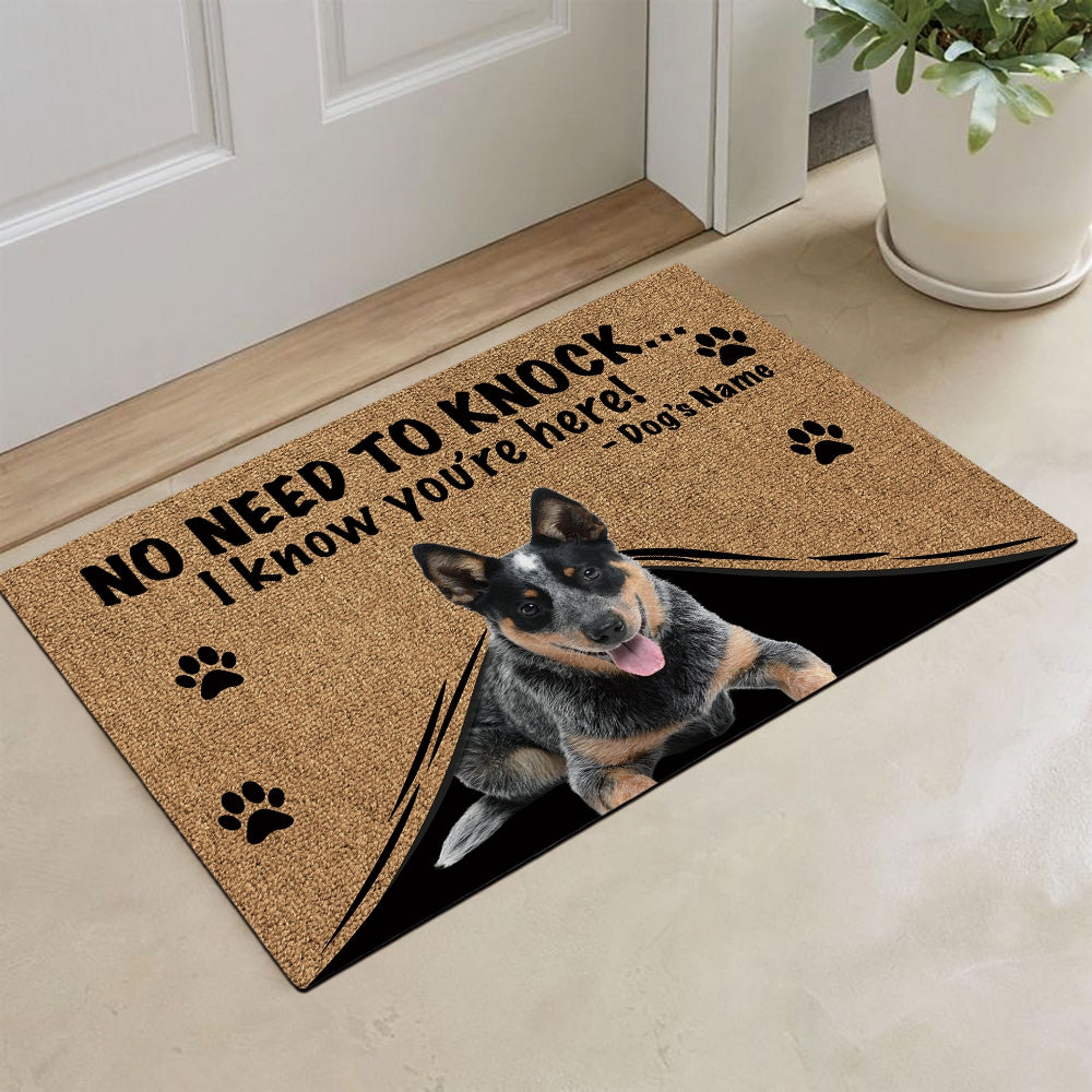 KafePross - Blue Heeler Dog Doormat - Not Need to Knock, I Know You're Here