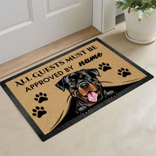 Load image into Gallery viewer, KafePross - Rottweiler Peeking Dog Doormat - All Guests Must be Approved
