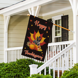 KafePross - Happy Thanksgiving Day Blue Heeler Pumpkin Maple Leaf Fall Give Thanks Dog Garden House Flag