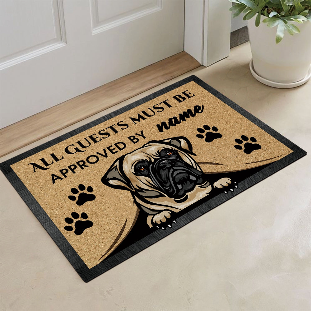 KafePross - Bull Mastiff Peeking Dog Doormat - All Guests Must be Approved