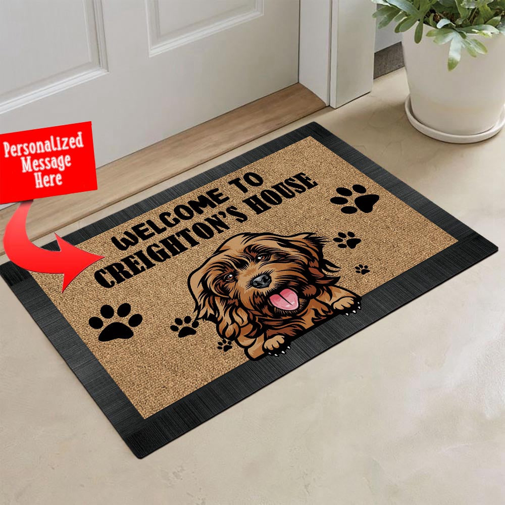 KafePross - Personalized Welcome to My House Home Dog Doormat Cockapoo Floor Mat