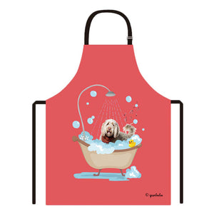 Cute Dog Apron Portuguese Water Dog Taking Shower in a Bathtub