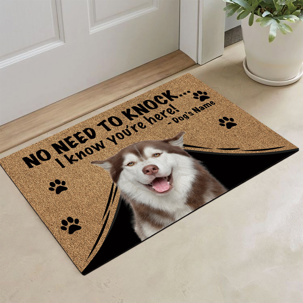 KafePross Husky Doormat Not Need to Knock, We Know You're Here