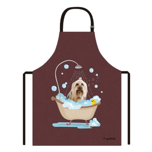 Cute Dog Apron Yorkie Taking Shower in a Bathtub