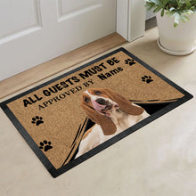 Load image into Gallery viewer, Custom Dog&#39;s Name Doormat-All Guests Must be Approved By Basset Hound Outdoor Doormat
