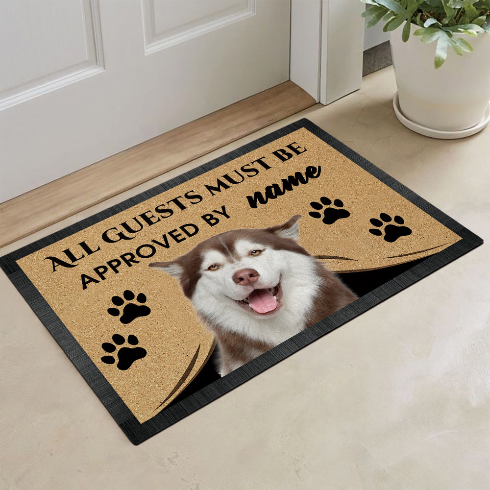 Custom Dog's Name Doormat-All Guests Must be Approved By Husky Outdoor Doormat