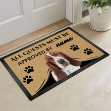 Load image into Gallery viewer, Custom Dog&#39;s Name Doormat-All Guests Must be Approved By Basset Hound Outdoor Doormat
