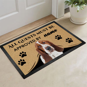 Custom Dog's Name Doormat-All Guests Must be Approved By Basset Hound Outdoor Doormat